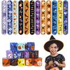CCINEE 48pcs Halloween Slap Bracelets,Kids Snap Bracelet Wristbands with Assorted Bulk Pumpkin Zombie Skull Ghost Witches for Trick or Treat Gift Bag