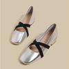 Fashion Silver Single Shoes Women's 2025 Spring New French Square Head Low Heel Retro Ballet Light Mouth Mary Jane Shoes for Women Pumps