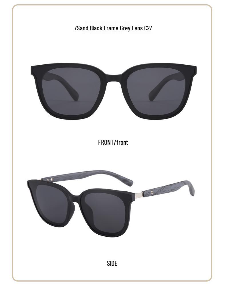 Stylish Large Frame Retro Sunglasses, UV Protection, Polarized Wood Grain Design for Men & Women, Slimming Effect for Broader Faces.