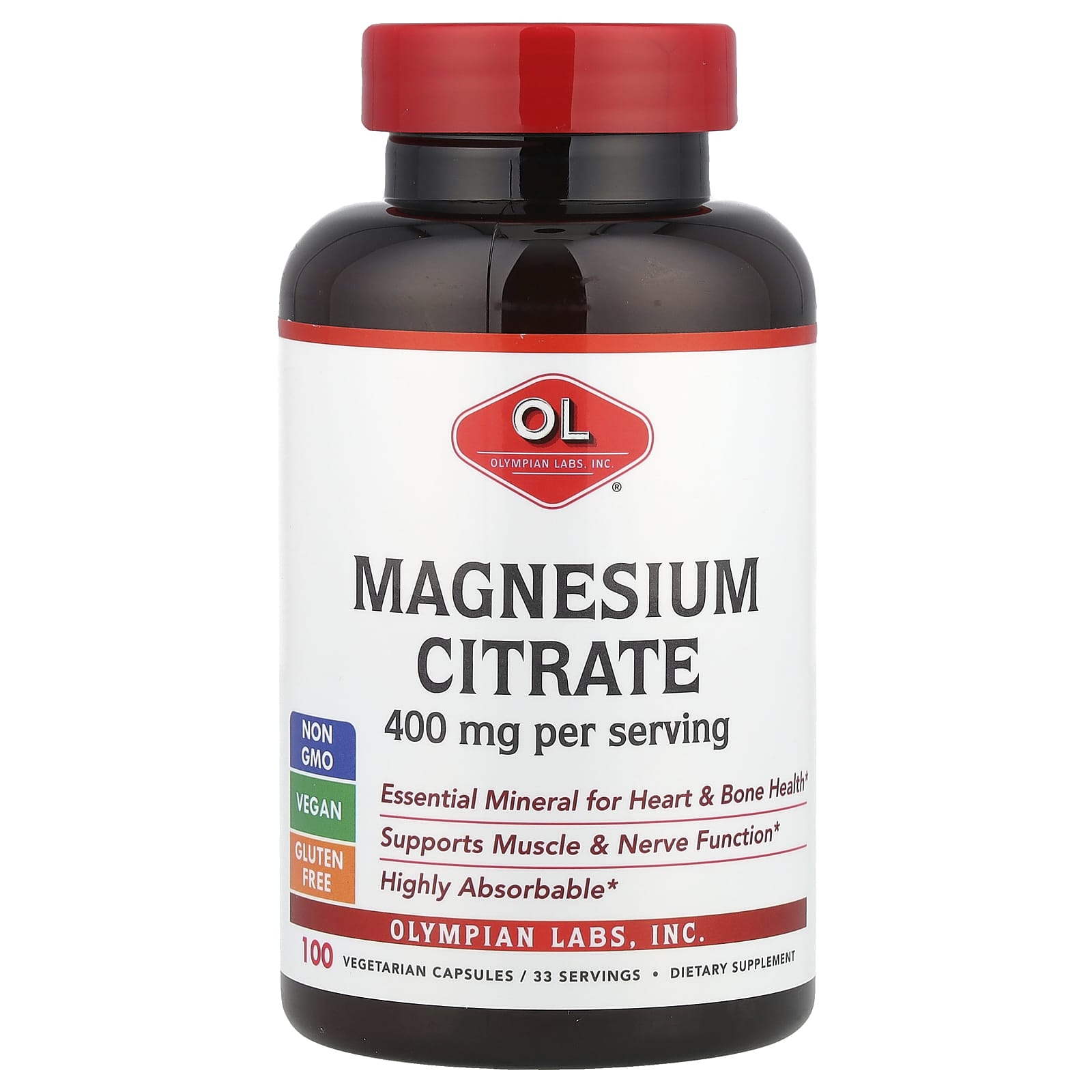 

Magnesium Citrate, Veggie Capsules 100 (133Mg per capsule)