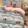 Applique Embroidery Ins Towel Embroidery Washed Cotton Four-piece Quilt Cover Bed Sheet Dormitory Three-piece Bedding Set Bed Sheet Quilt Cover