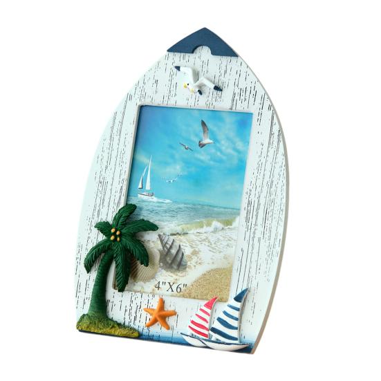 Küsten Strand Bilderrahmen Holz Ozean Thema Foto Rahmen mit Möwe Kokospalme für Wohnzimmer Schlafzimmer Schreibtisch Tisch Dekoration