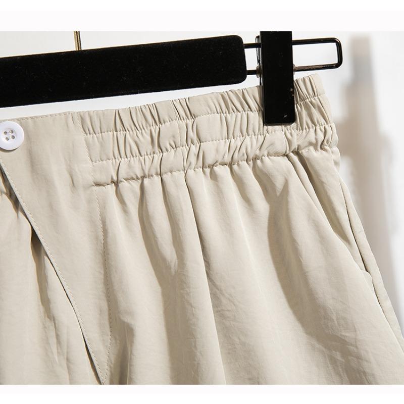 DIMANAF 2025 Plus Size Shorts Summer Women Wide Leg Pants Solid Loose High Waist Casual Short Pants Basic Harem New