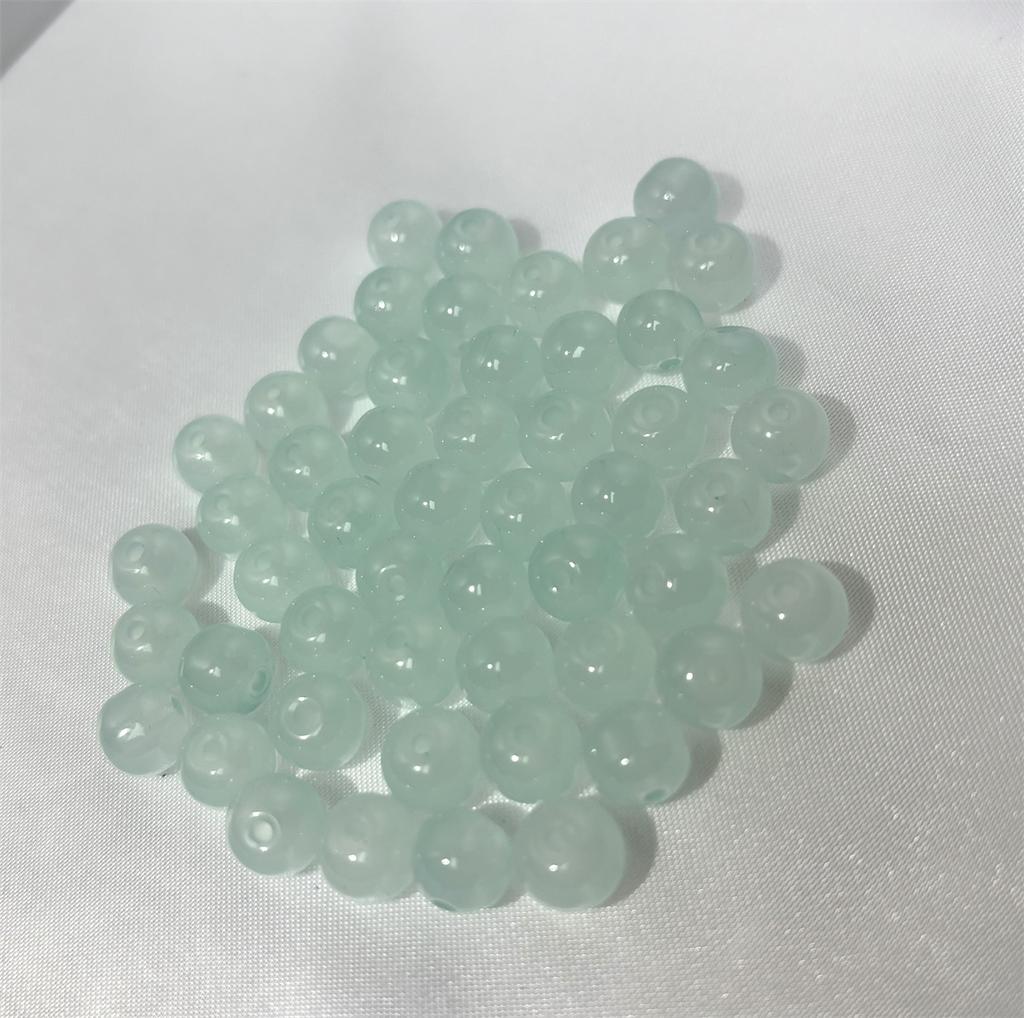 50pcs 8mm Glass Crack Imitation Jade Color Series Round Beads DIY Handmade Necklace Bracelet Loose Beads Jewelry Accessories