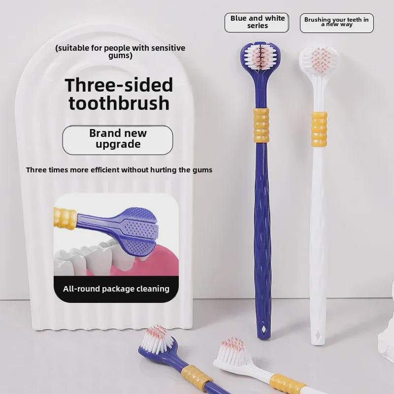 6-Pack Premium Soft Bristle Adult Toothbrushes with Three-Sided Brush Heads for Effective Gum Cleaning