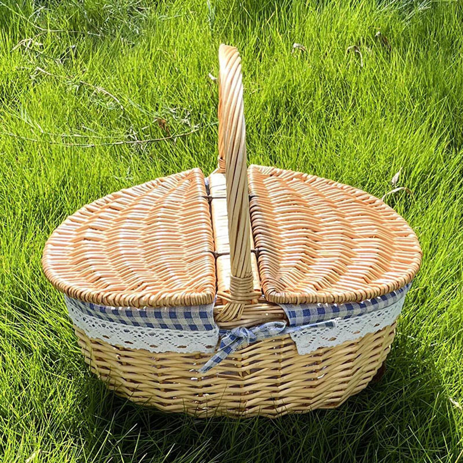 

Плетеная корзина для пикника с ручкой, корзина, пустой органайзер для хранения, декоративная для Дня святого Валентина