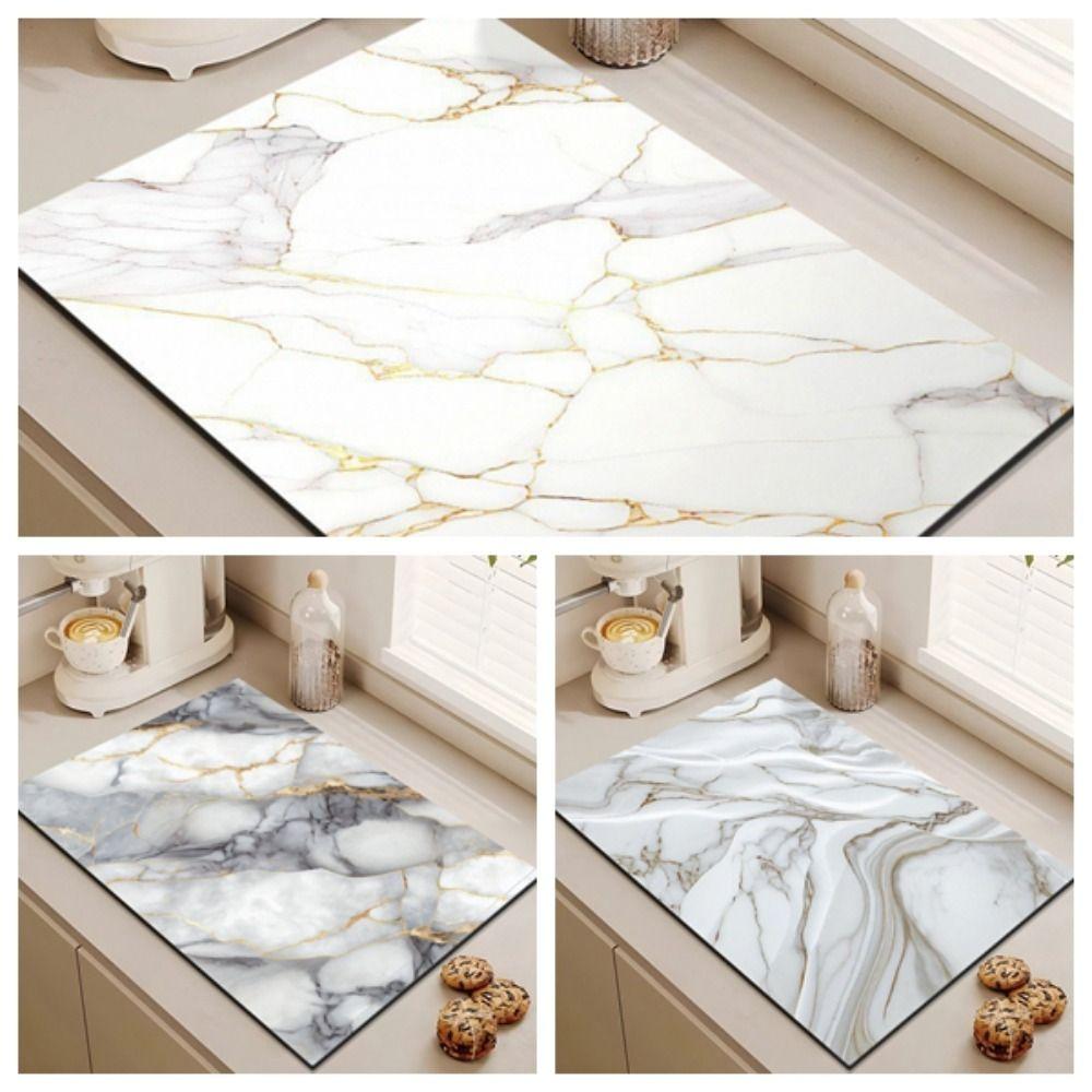 Quickly Dry Super Absorbent Marble pad Kitchen Coffee Bar Dish Drying Mat Multipurpose Drain Pad Hide Stain Placemat