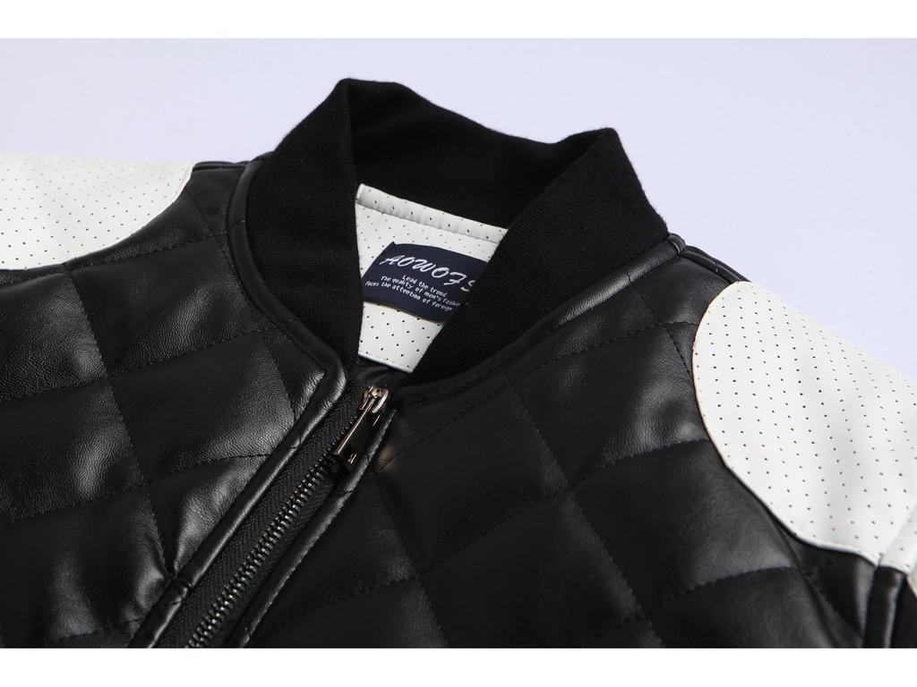 2016 Autumn/Winter Men's European Stand-up Collar Motorcycle Leather Jacket Plus Size Fashion.