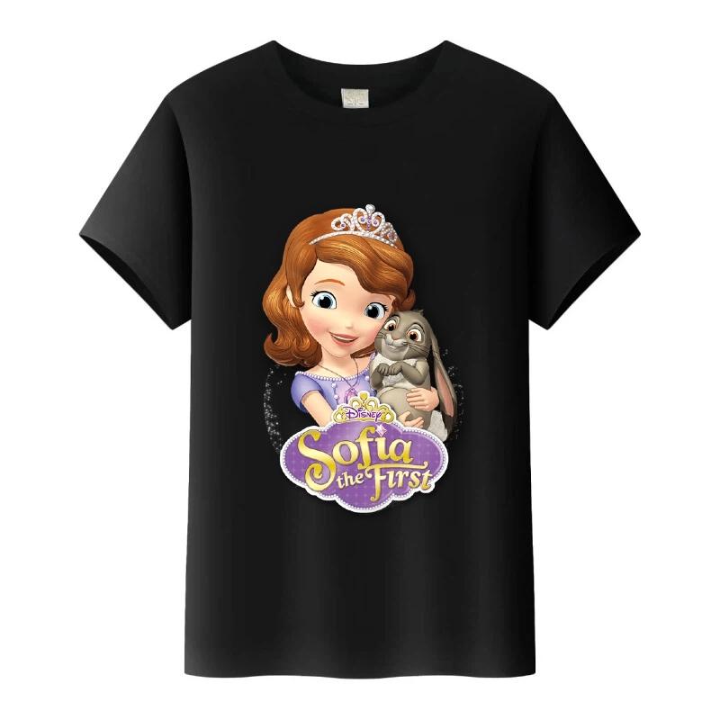Disney Sofia První Princezna Kreslená Trička Dívčí Kulatý Výstřih Top Tričko Y2k Volné Halenky Harajuku Tričko Letní Oblečení Dárek