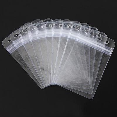 10Pcs Vertical Transparent Vinyl Plastic Clear ID Card Badge Holder with Zipper