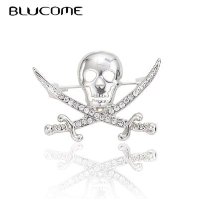 Fashion Trend Exaggeration Subculture Diamond Inlaid Skull Brooch Halloween Clothing Accessories Pin