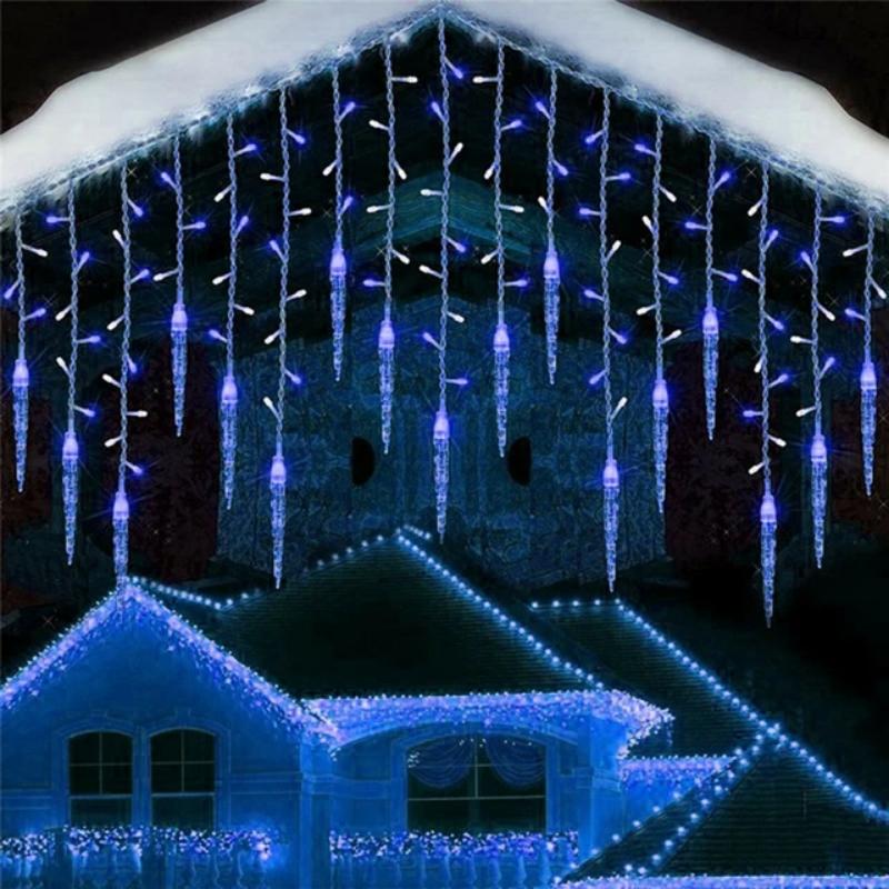 LED Curtain Icicle String Lights Christmas Garland Faiy Light Droop 0.4-0.6m Xmas Garden Street Outdoor Decorative Lighting