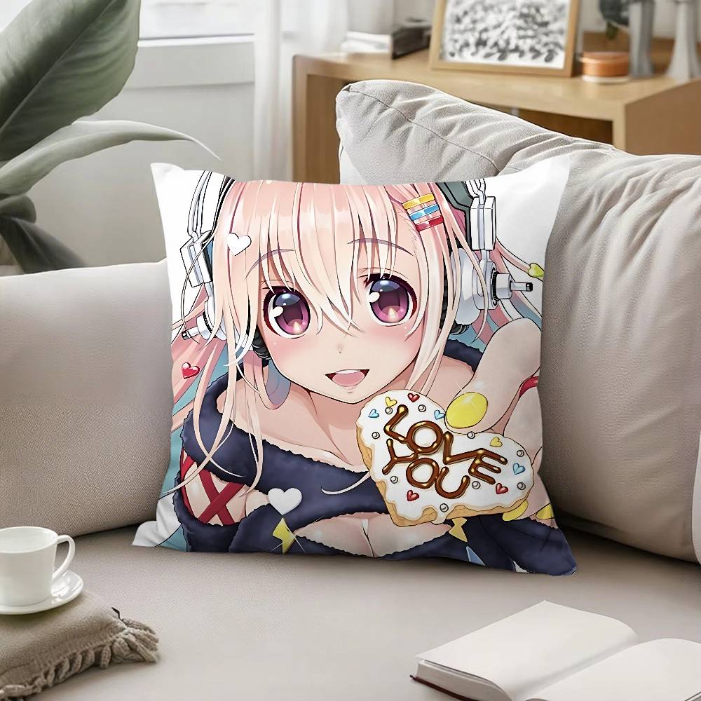 Cute SSUPER SONICO Throw Pillow Covers Pattern Cushion Cover Suitable For Sofa Bedroom Car Pillow Cover