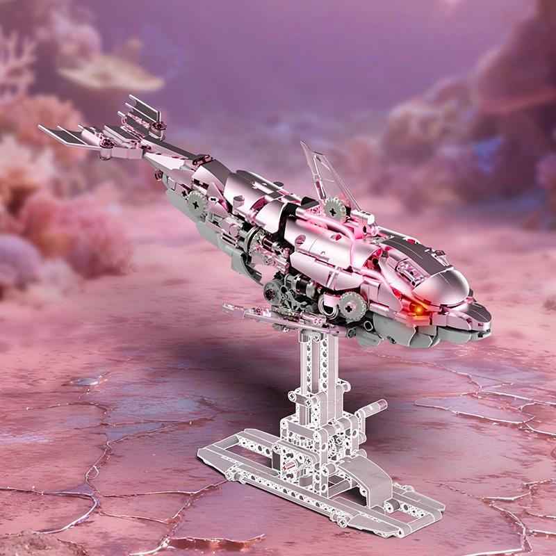 Non-Toxic Mechanical Dolphin Building Blocks Model Bricks With Light Creative Ocean Animal Diy Desktop Decor Toys Christmas Birthday Gifts
