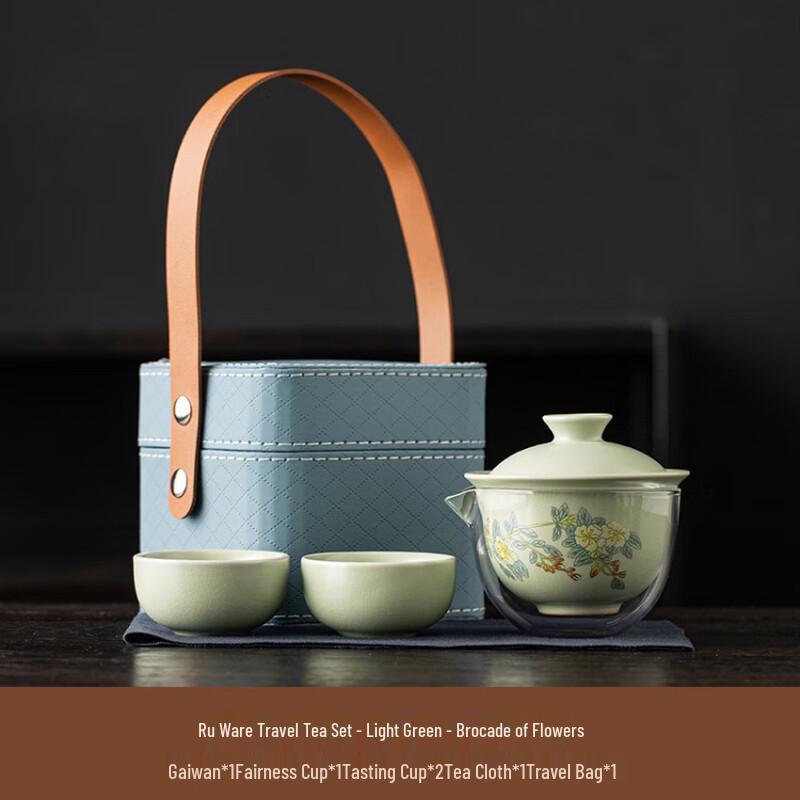 Portable Ceramic Travel Tea Set with Gaiwan