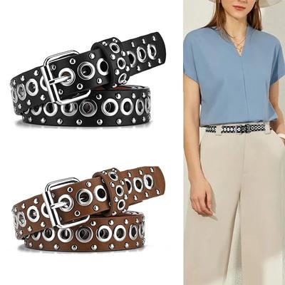 Punk Ladies Pin Buckle Belt Air Eye Hollow Outfit Decorative Belt