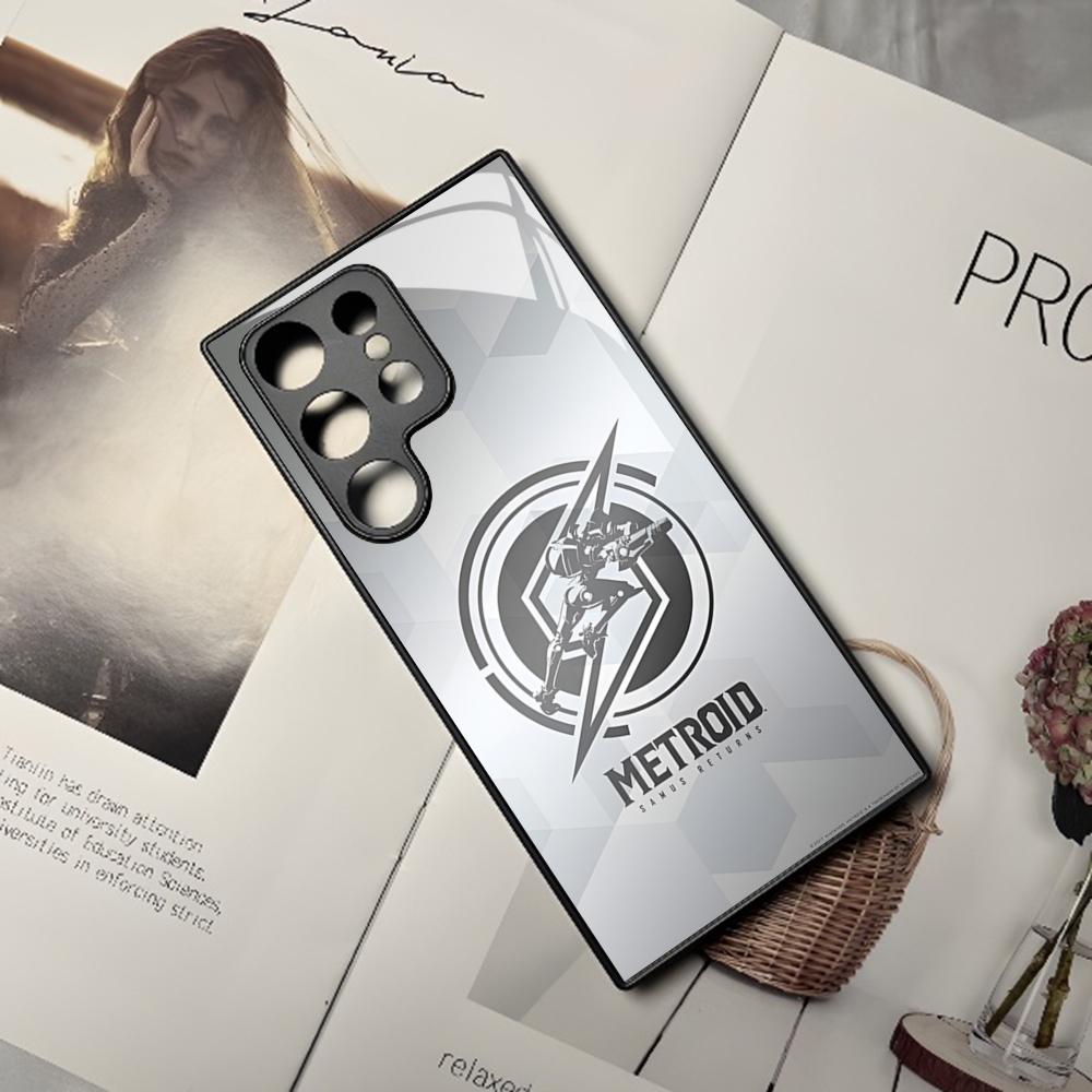 Game M-Metroid Phone Case for Samsung Galaxy S24 S23 S22 S20 A24 A54 S21 A34 A53 Note20 M54 Fe Ultra Plus Black Glass Cover Samsung s21plus