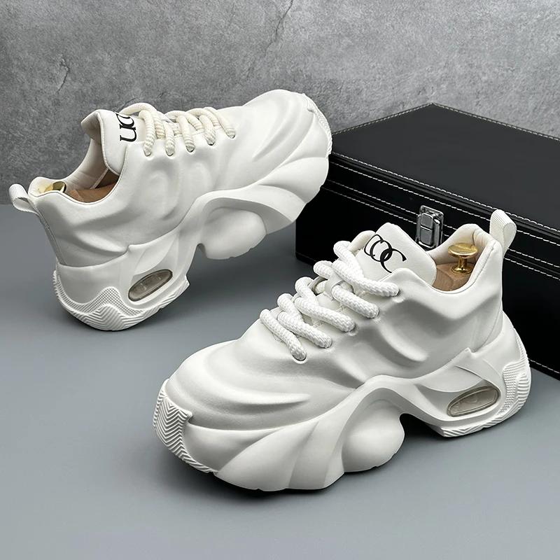 2024 Autumn New Breathable Thick Sole Height Increasing Personalized Trendy Fashion Casual Versatile Sports Lace-up Shoes