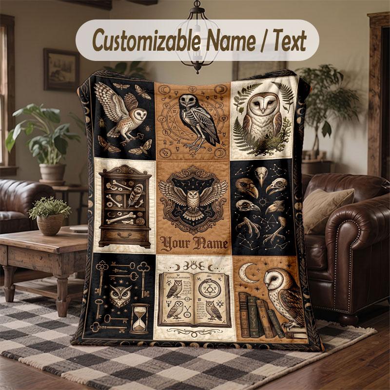 Birds Theme Throw Blanket Custom Name Text Personalized Blanket Soft Cozy Blanket for Home Sofa Bed