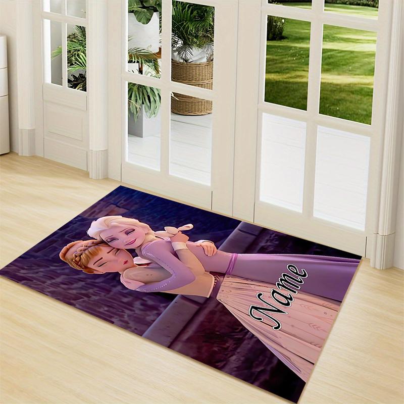 Custom Name Frozen Sisters Embrace Carpet Rug Customizable Soft Washable Anti-Slip Home Living Room Sofa Mats Personalized Rug. 0909282