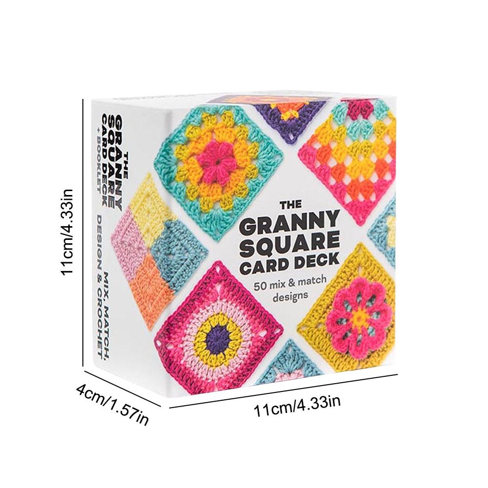 50 Mix & Matchs Designs Crochet Cards DIY Knitted Pattern Cards Set Granny Square Card Deck for Beginners Deck Knitting Kit