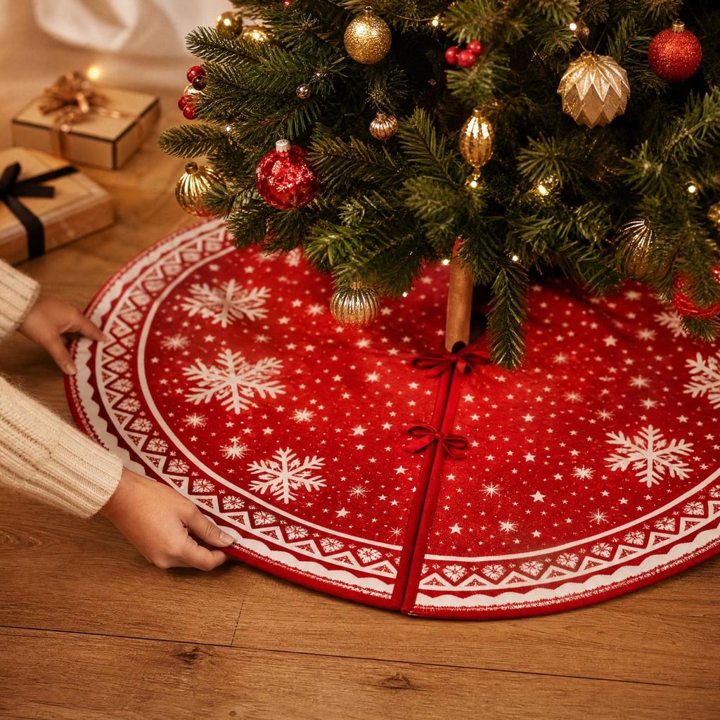 Christmas Tree Skirt for Holiday Party Decorations, Festive Tree Skirt for Christmas Tree Decor