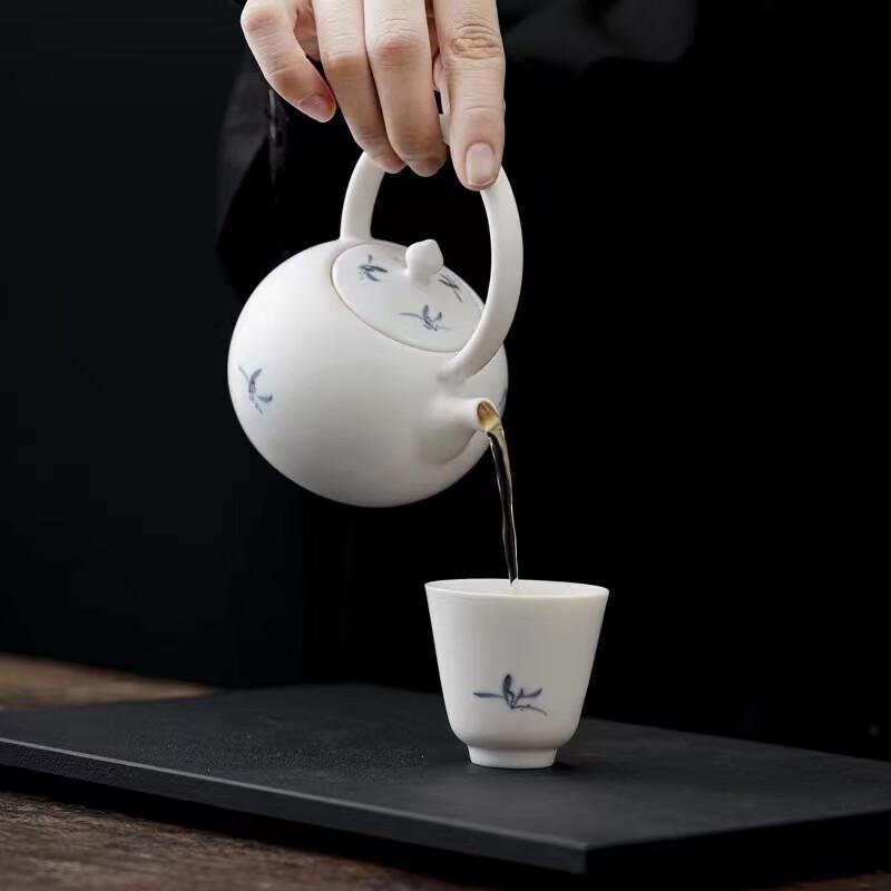 Hand-painted Orchid White Porcelain Teacups