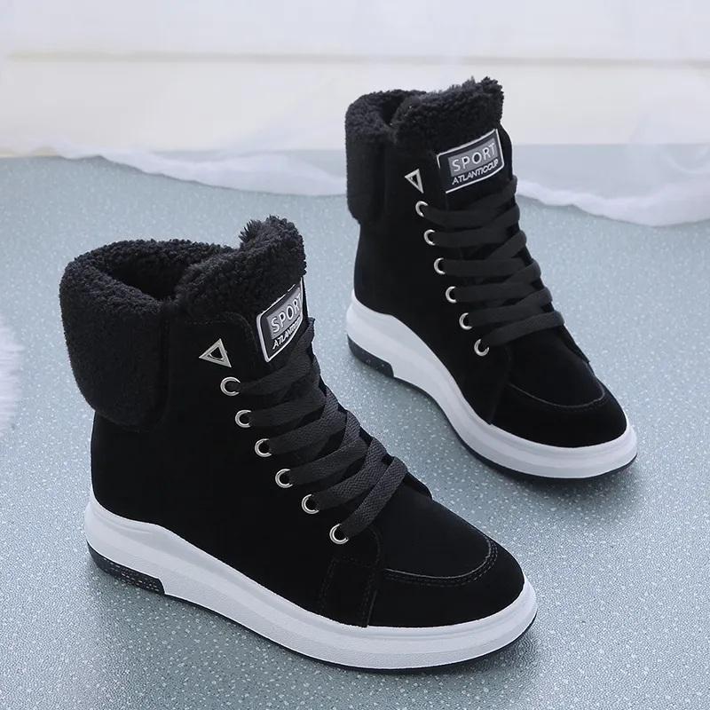 Winter Boots Female Velvet Warm Short Tube Female Boots Korean Version of The Casual Snow Boots Students with A Hundred Cotton Shoes