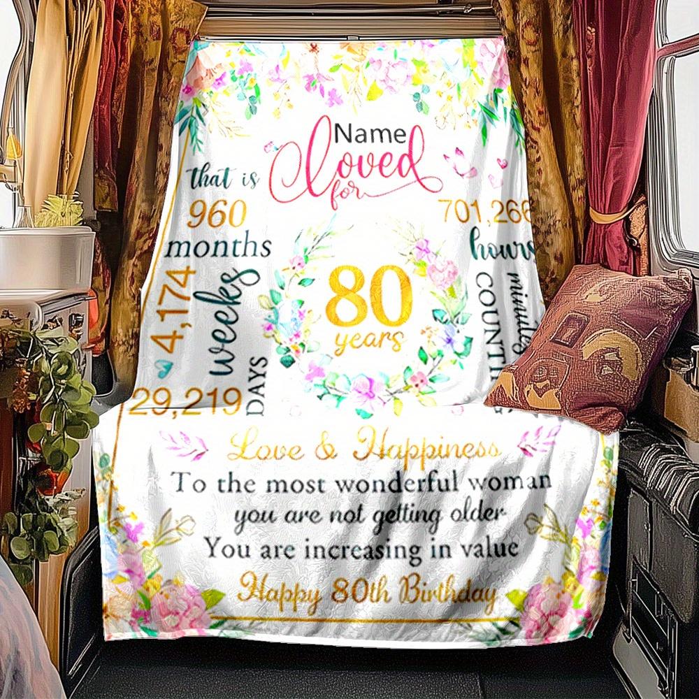 Happy 80Th Birthday To You Blanket Personalized Name Soft Comfortable Stylish Blanket Car Blanket Perfect For Travel Camping Outdoor Home Suitable For