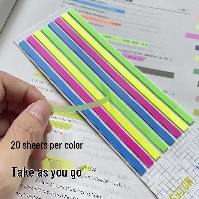 Colorful Extra-Fine Transparent Index Tabs - Fluorescent Multi-Color Sticky Notes for Students