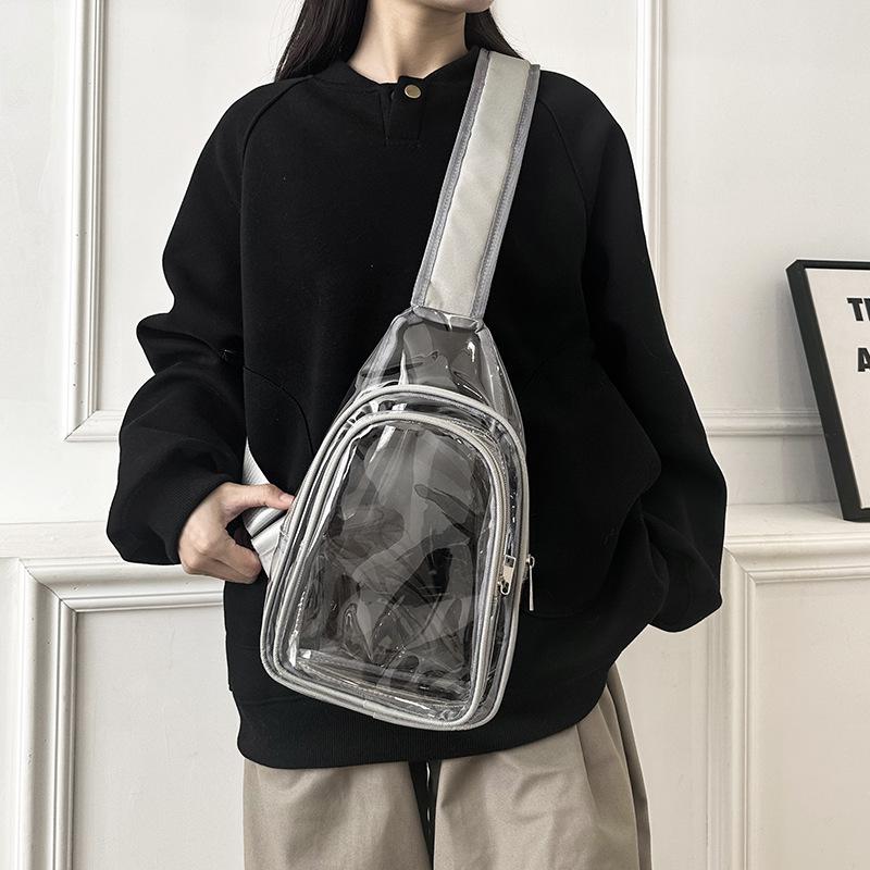 Clear Chest Bag Women Men Waterproof Transparent PVC Crossbody Travel Pouch Outdoor Sports Phone Sling Shoulder Bag Daypack Sac