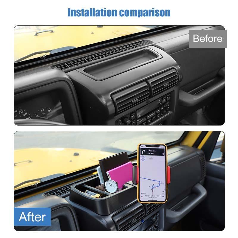 Auto Mittelkonsole Handyhalter Aufbewahrungsbox GPS Ständer Halterung Passend Für Jeep Wrangler TJ 1997-2006 Autozubehör