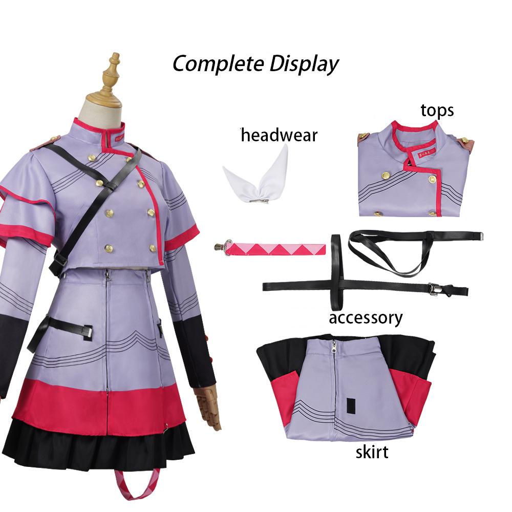 Anime Cosplay Costume Military Uniform Cosplay Costumes For Women Purple Red Full Set With Accessory Halloween Conventions