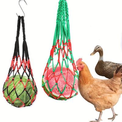 Chicken Vegetable Net Bag Poultry Fruit Holder Chicken Cabbage Feeder Treat Feeding Tool for Hen Goose Poultry Fruit Holder