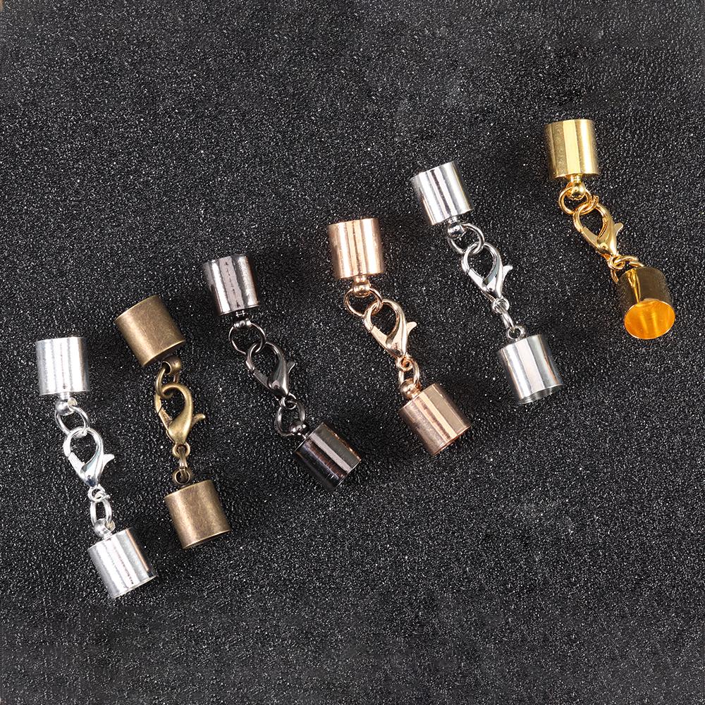 10Pcs Lobster Clasps Hooks Leather Cord End Caps 2.5-10mm Crimps End Tip Caps Connectors for Bracelet Necklace Jewelry Findings