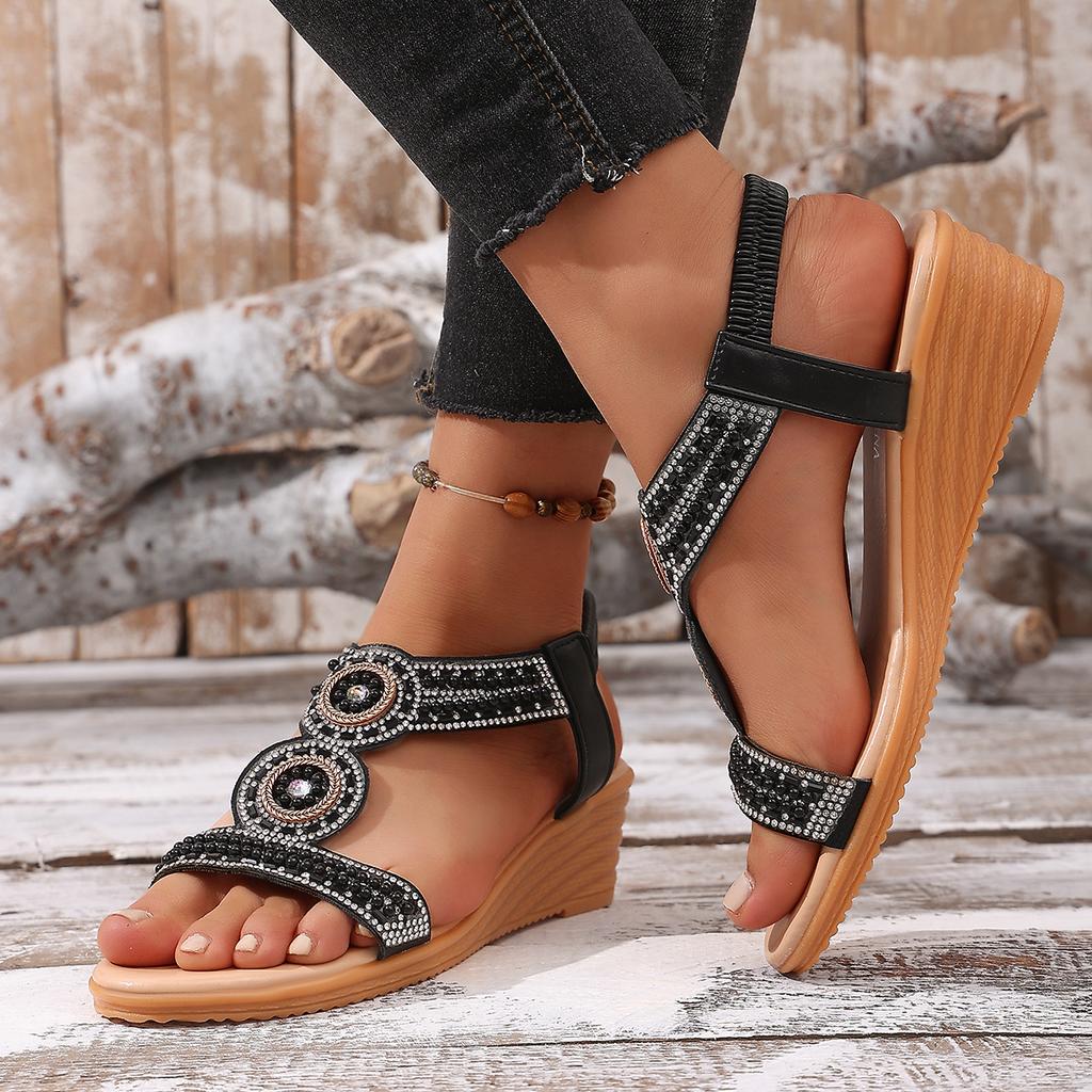Women's Wedges Sandals 2026 Summer New Platform Sandals Women Casual Roman Shoes Female Solid Color Fashion Crystal Sandalias