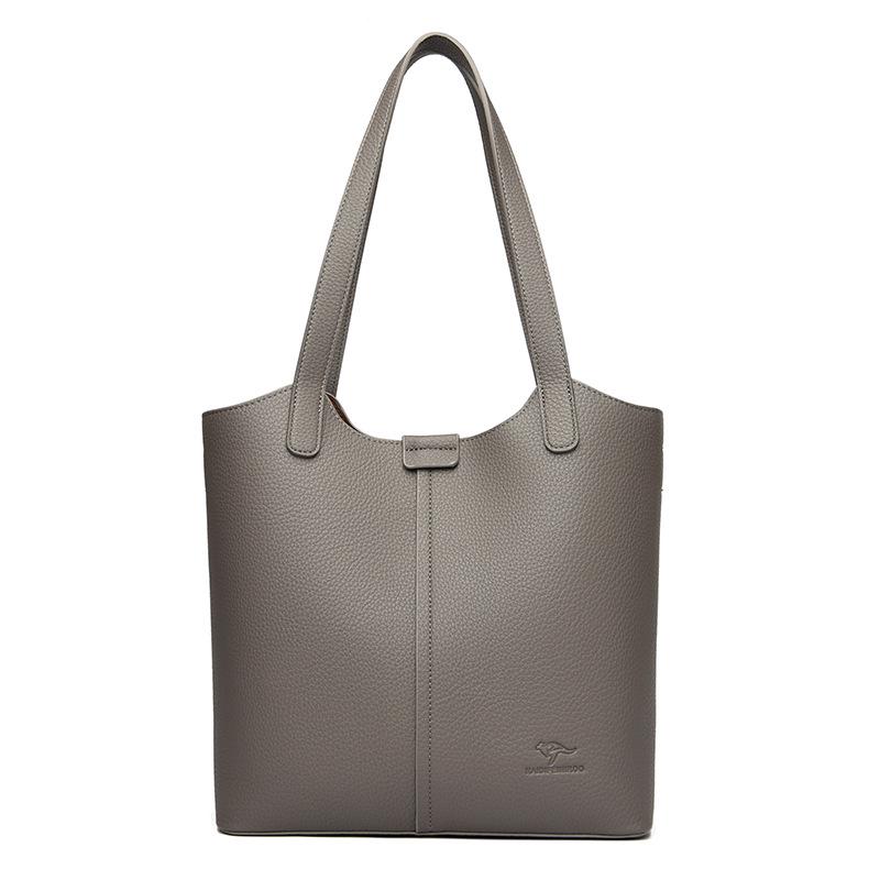 Women's Soft Leather Tote Bag - Stylish Simple Solid Color, Large Capacity, Single Shoulder for Work and Commute.