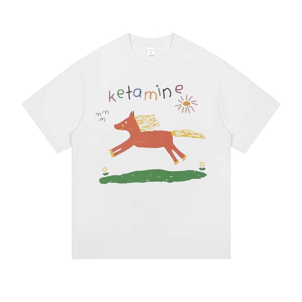 Funny Ketamine Horse Colorful Meme T Shirts Men Women Casual Joke Humor Tshirt Male  Cotton Tees Summer Tshirts 2XL