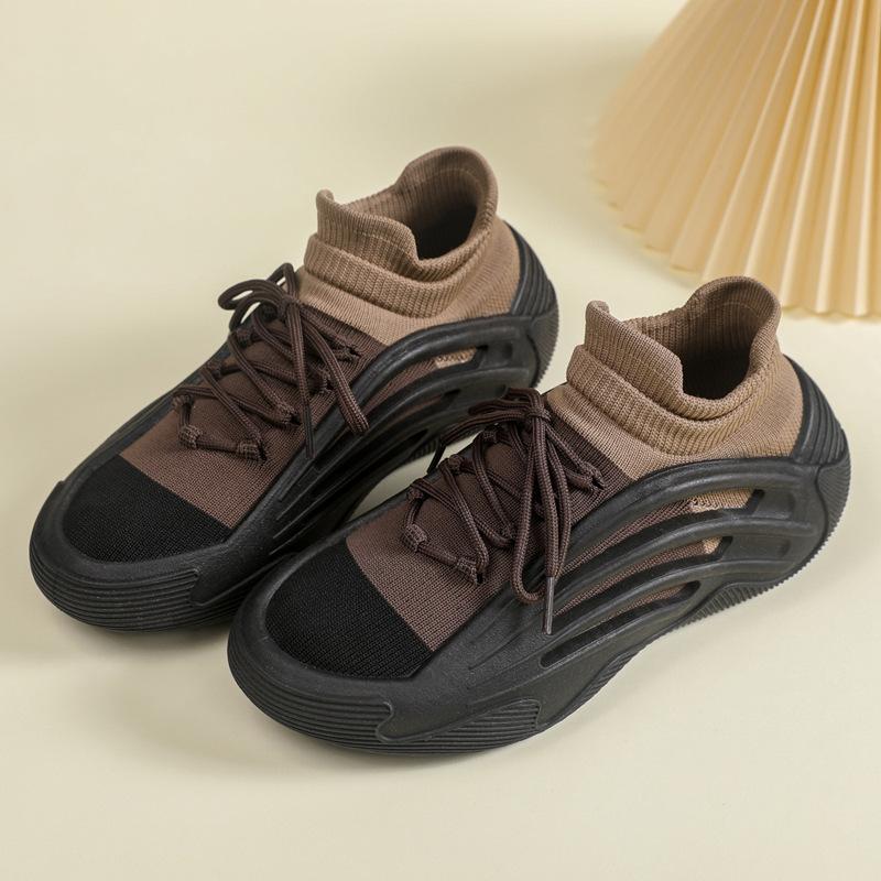 

Популярная летающая тканая обувь женская ретро весна и осень новая толстая подошва нескользящая удобная дышащая спортивная повседневная эластичные носки обувь женская 41 хаки