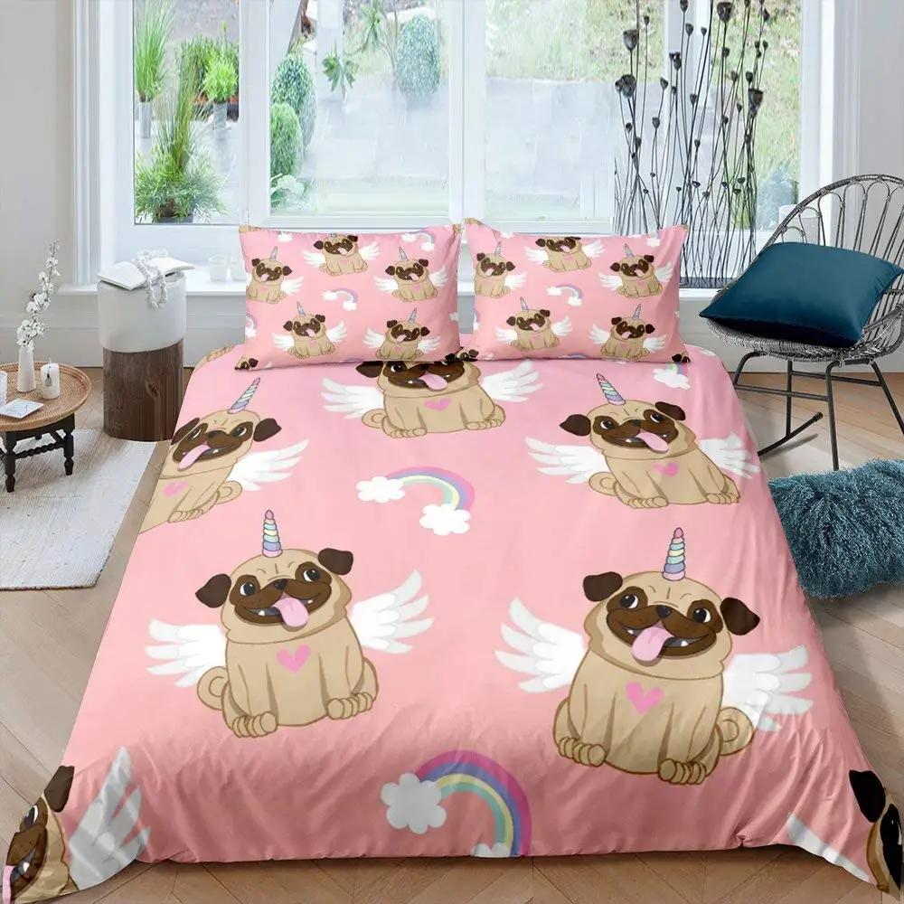 

Comforter Bulldog Puppy On The Field Flowers Butterflies Heart Shaped Clouds Open Sky Bedroom Decorative Bedding Set Sky Blue Comforter (quilt)-EU Single(135*200cm)3pcs