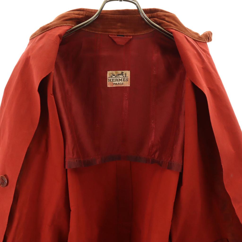 HERMES 80s Vintage made in Scotland Ulster coat L Red series Women Used