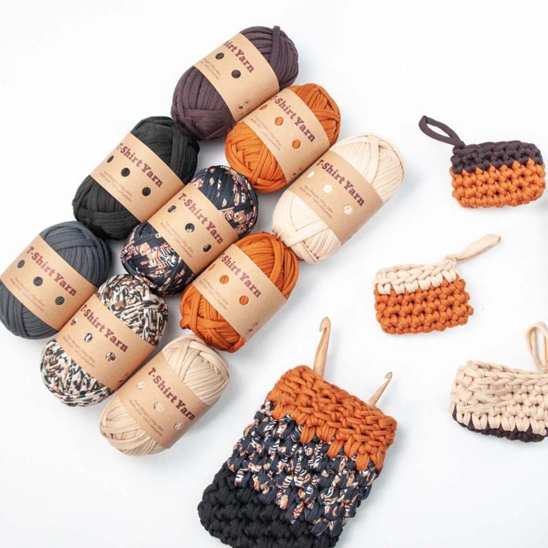 Yarn Knitting Yarn Multicolor Polyester Strips for DIY Crochet Project for Making Bags,Coasters Basket Cushions