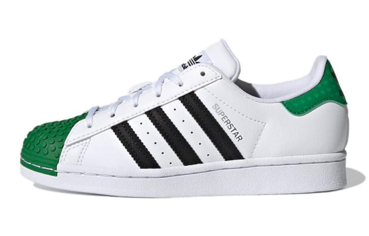 LEGO x Adidas Originals Superstar J Slip Resistant Low top Kids  Skateboarding Shoes White Black Green H03957 35.5