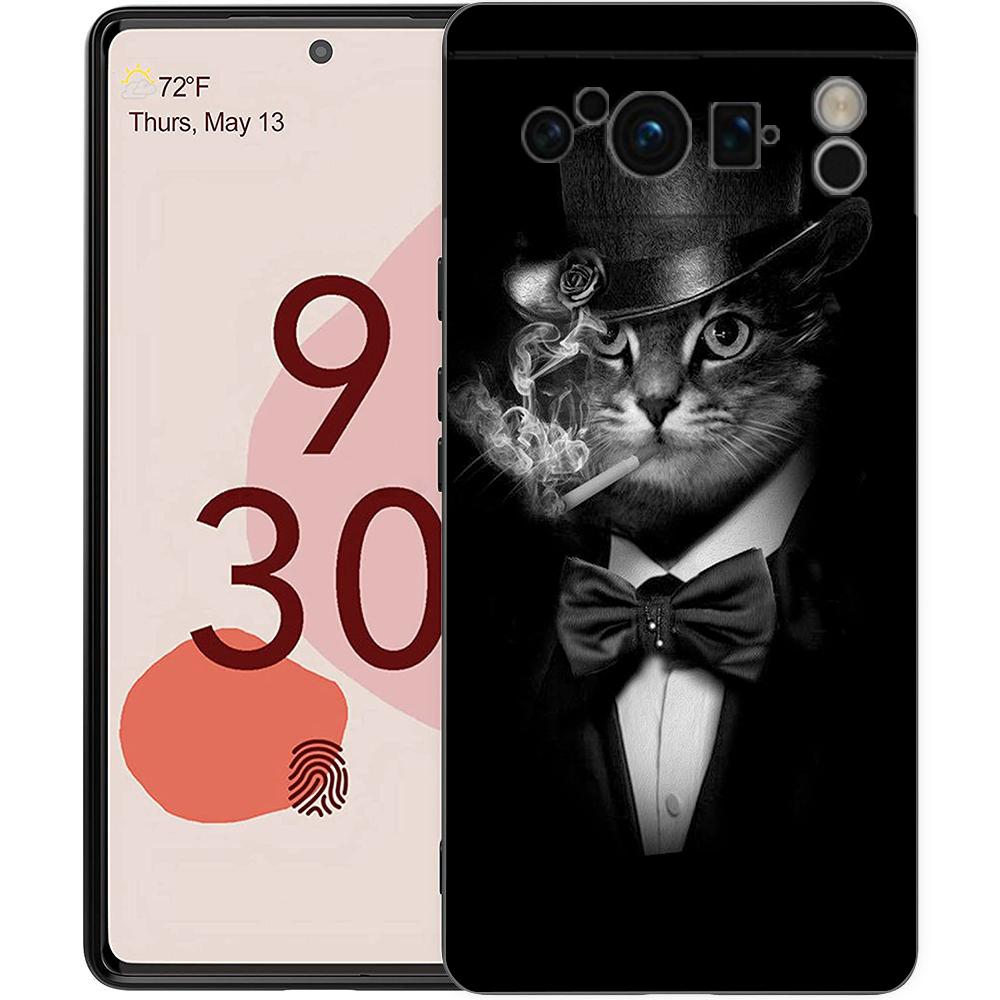 

Phone Case Cover for Google Pixel 10 9 8 7 6 7A 6A Pro Shockproof Soft TPU 10 9 Pro XL Shell Capa Fashion Kitten Smoking Pattern Pixel 10 Pro