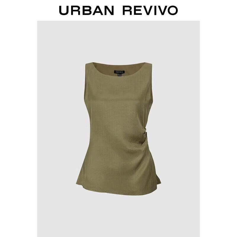 Women s Pleated Sleeveless Round Neck Blouse L