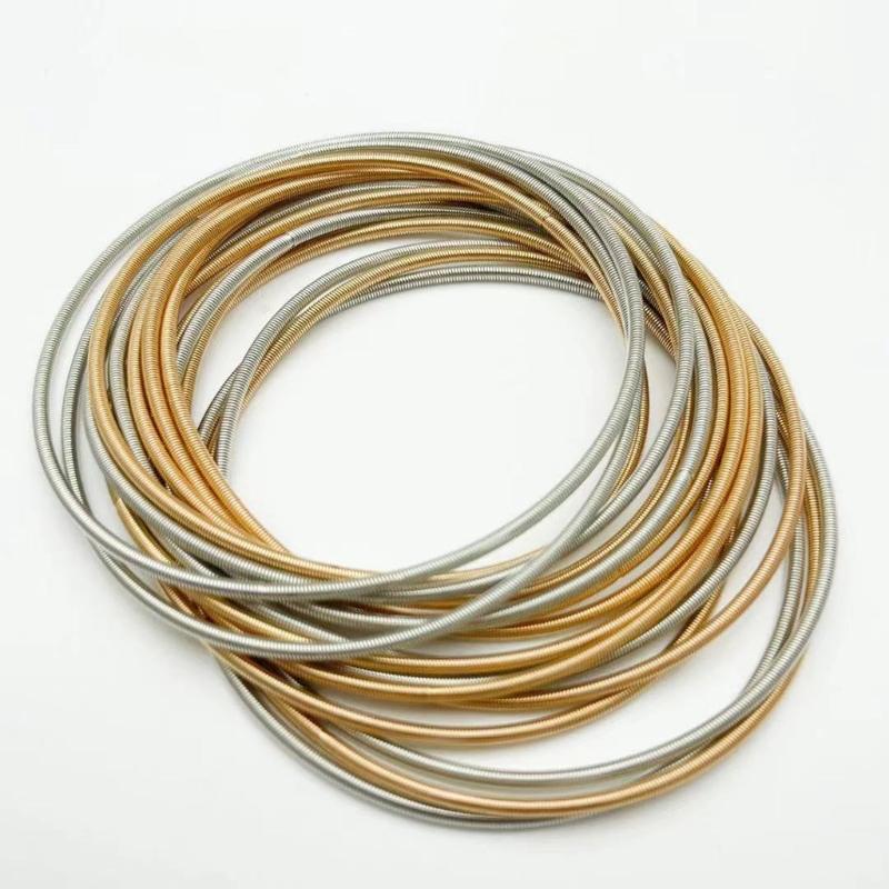 50 Pcs Beaded Gold-covered Spring Bracelet Diy Spiral Telescopic Carbon Steel Bracelet Elastic Non-Slip Bracelet Craft