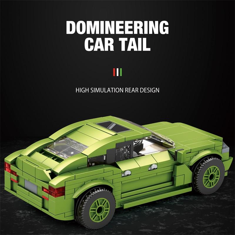 Non-Toxic 452Pcs City Sports Car Assembly Building Blocks Green Supercar Racing Vehicle Model Bricks Children Educational Toys Birthday Gifts