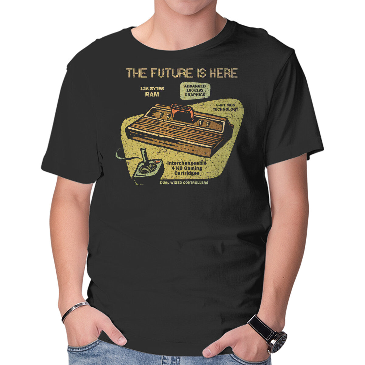 Unisex Crew Neck T-Shirt The Future Is Here Graphic Short Sleeve Casual Tee S