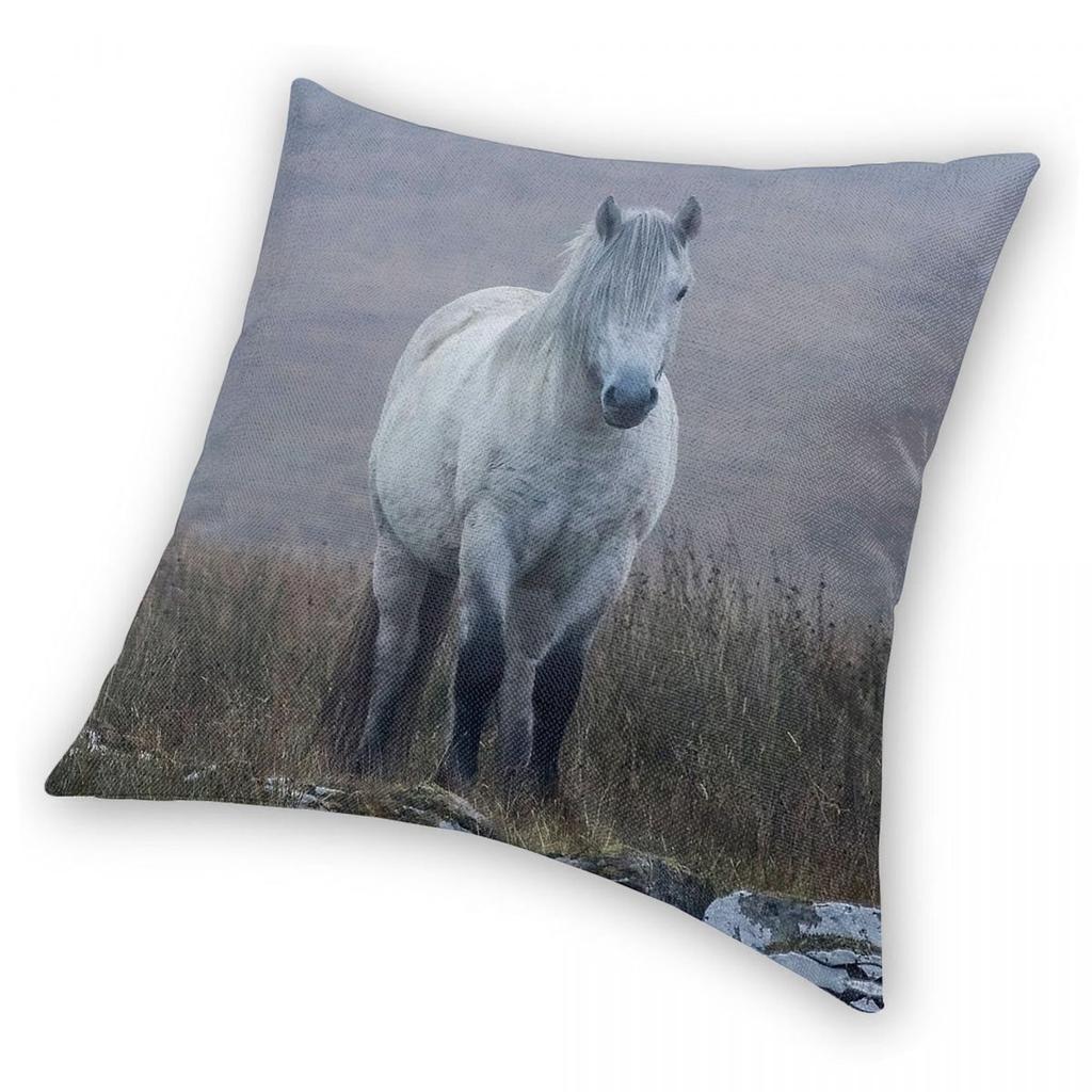 Schottisches Highland Pony Quadratische Kissenhülle Polyester Leinen Samt Kreativ Reißverschluss Dekoratives Bettkissenbezug 18"