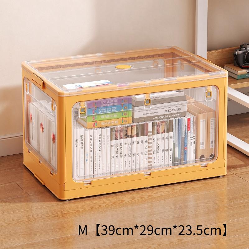 1Pcs Thickened Plastic Folding Collapsible Storage Bin Living Box Storage Box With Front Open Door Stackable Organizer For Book